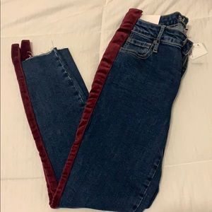 Garnet velvet trim jeans